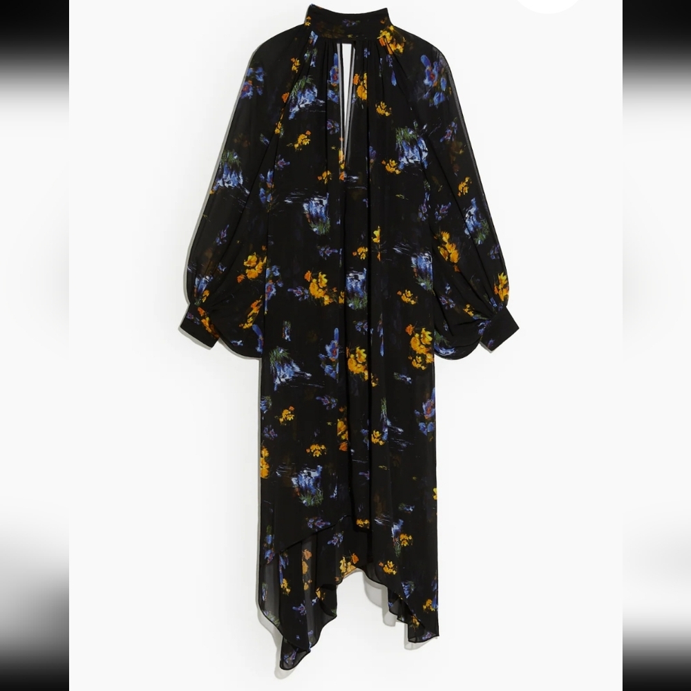 H&M Studio Collection Floral-Patterned Chiffon Dress Sz 2XL